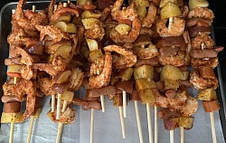 Shrimp Potato Sausage Skews